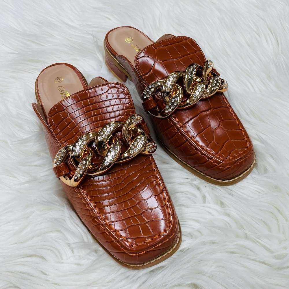 Tan croco chain mule sandal - Picture 12 of 12